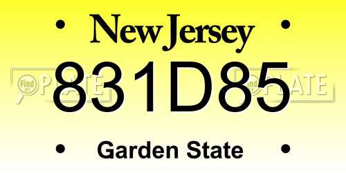 831D85 New Jersey License Plate