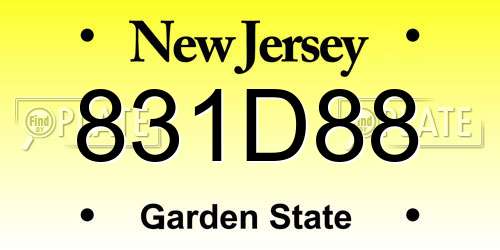 831D88 New Jersey License Plate