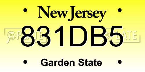 831DB5 New Jersey License Plate