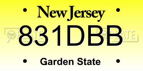 831DBB New Jersey License Plate