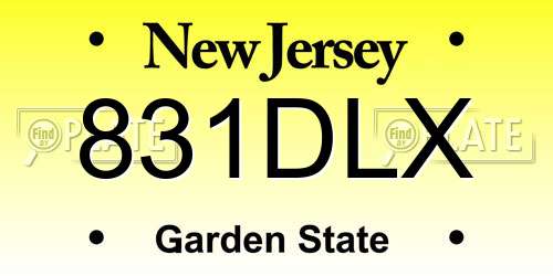 831DLX New Jersey License Plate