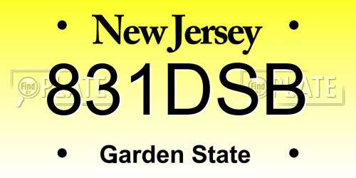 831DSB New Jersey License Plate