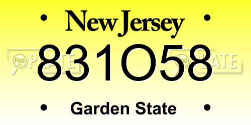 831O58 New Jersey License Plate