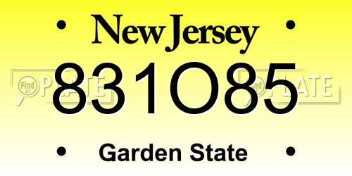831O85 New Jersey License Plate