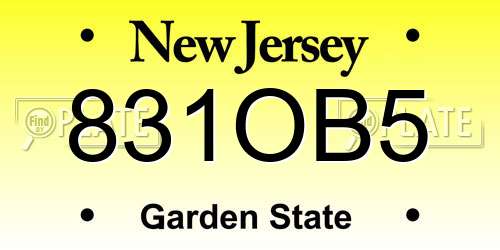 831OB5 New Jersey License Plate