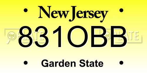 831OBB New Jersey License Plate