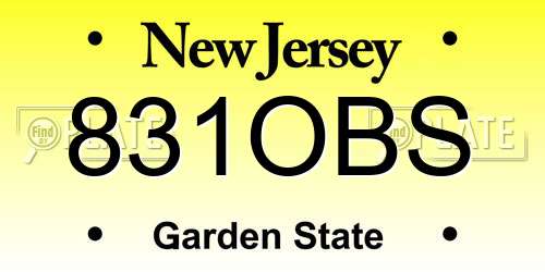 831OBS New Jersey License Plate