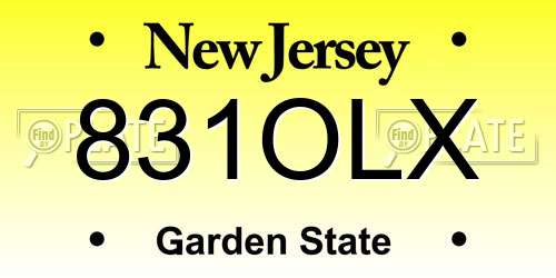 831OLX New Jersey License Plate