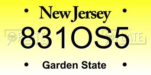 831OS5 New Jersey License Plate