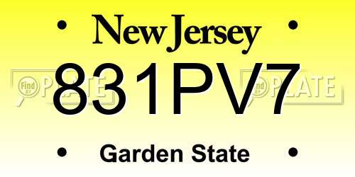 831PV7 New Jersey License Plate