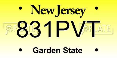 831PVT New Jersey License Plate