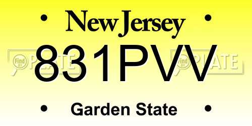 831PVV New Jersey License Plate