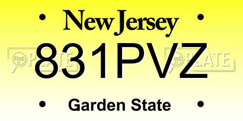 831PVZ New Jersey License Plate
