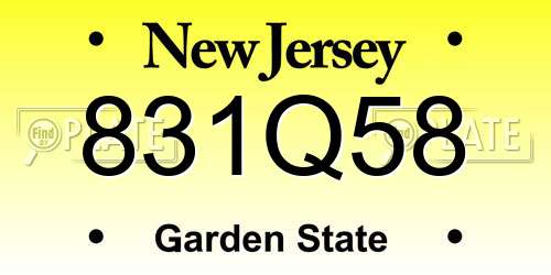 831Q58 New Jersey License Plate