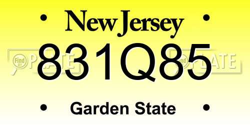 831Q85 New Jersey License Plate