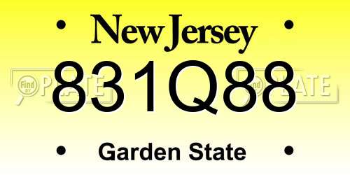 831Q88 New Jersey License Plate