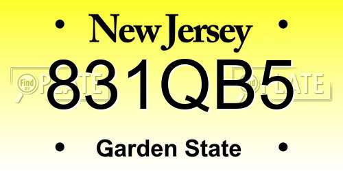 831QB5 New Jersey License Plate