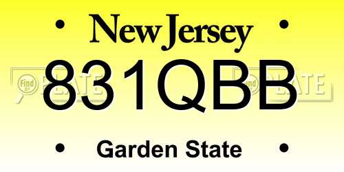 831QBB New Jersey License Plate