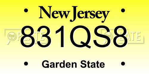 831QS8 New Jersey License Plate