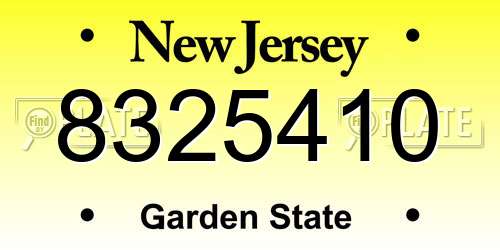 8325410 New Jersey License Plate