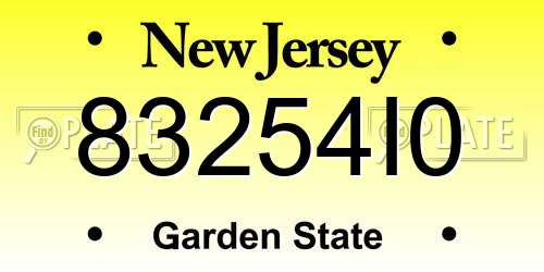 83254I0 New Jersey License Plate