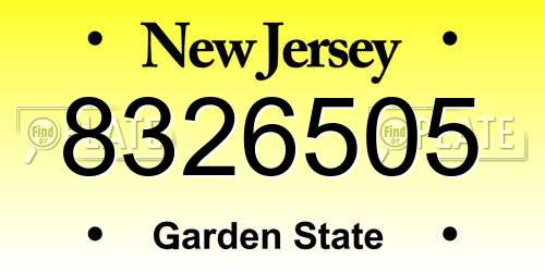 8326505 New Jersey License Plate