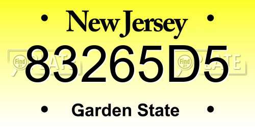 83265D5 New Jersey License Plate