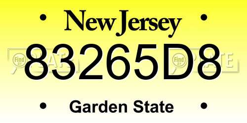83265D8 New Jersey License Plate