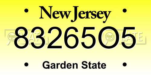 83265O5 New Jersey License Plate