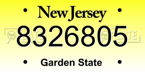 8326805 New Jersey License Plate