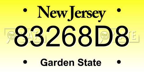 83268D8 New Jersey License Plate