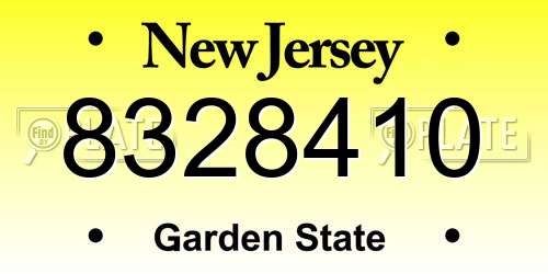 8328410 New Jersey License Plate