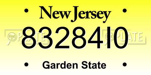 83284I0 New Jersey License Plate