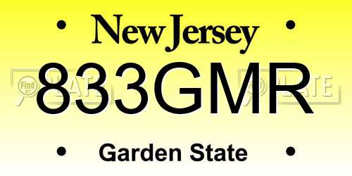 833GMR New Jersey License Plate