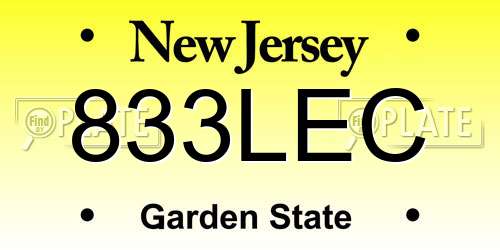 833LEC New Jersey License Plate