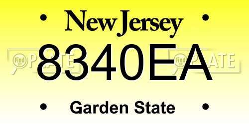 8340EA New Jersey License Plate