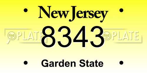 8343 New Jersey License Plate