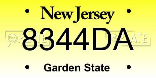 8344DA New Jersey License Plate