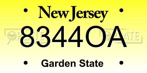 8344OA New Jersey License Plate