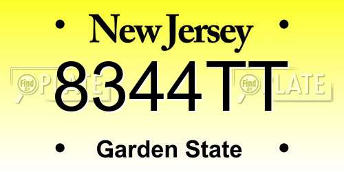 8344TT New Jersey License Plate