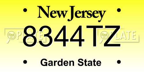 8344TZ New Jersey License Plate