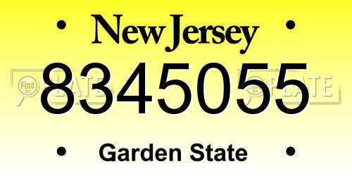 8345055 New Jersey License Plate
