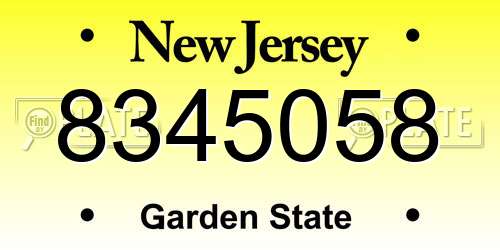 8345058 New Jersey License Plate