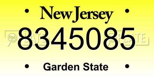 8345085 New Jersey License Plate
