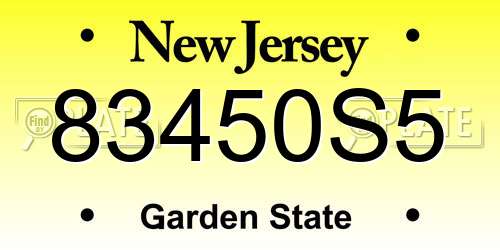 83450S5 New Jersey License Plate