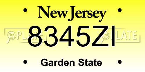 8345ZI New Jersey License Plate