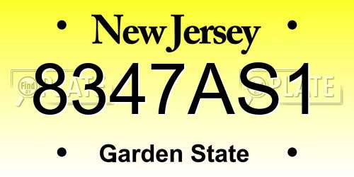 8347AS1 New Jersey License Plate