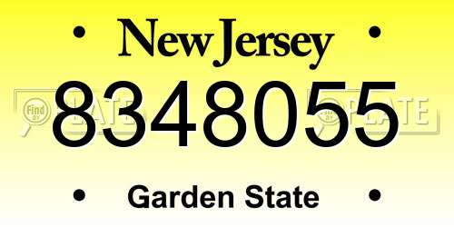 8348055 New Jersey License Plate