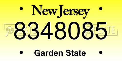 8348085 New Jersey License Plate