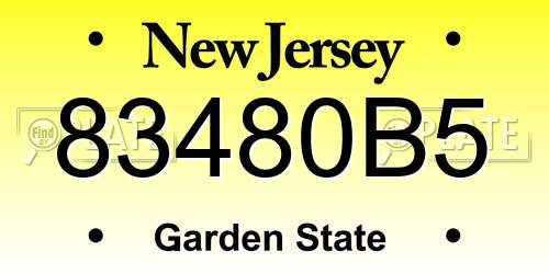 83480B5 New Jersey License Plate
